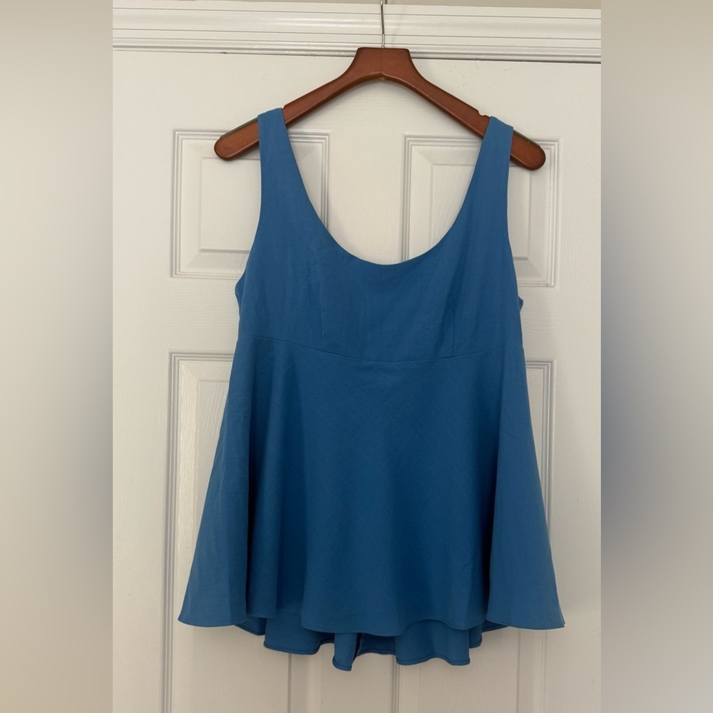 Pomander‎ Place Tuckernuck Raina Sleeveless Peplum Blouse Large Blue Summer